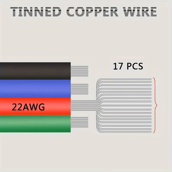 22AWG 4-Wire Extension Cable with Tinned Copper Wire, Heavy-Duty 4PIN 22AWG 4-Wire Extension Cable with Tinned Copper Wire, Heavy-Duty 4PIN