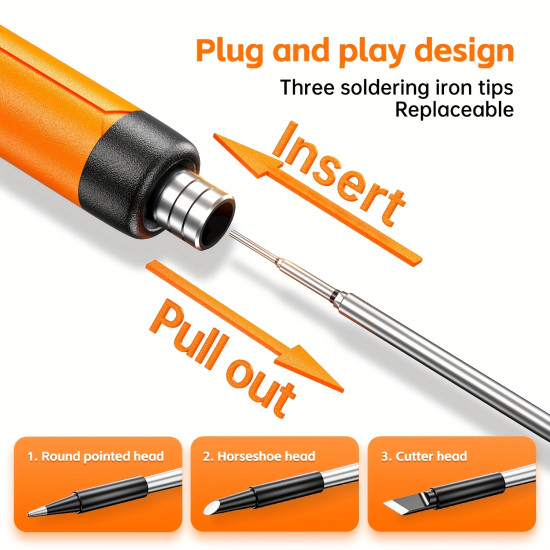 3pcs Soldering Iron Tip Set USB Soldering Iron Replacement Tips Solder Head Electric Welding Equipment Tools