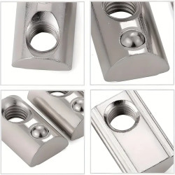 M5 T Slot Nuts, 6mm Half Round Roll-in Spring Tee Nuts for Aluminum Extrusion Profile 10pcs M5 T Slot Nuts, 6mm Half Round Roll-in Spring Tee Nuts for Aluminum Extrusion Profile 10pcs