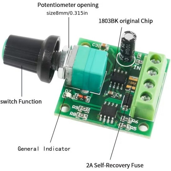 DC Motor Speed Controller PWM 1.8V 3V 5V 6V 12V 2A 30W Adjustable Driver