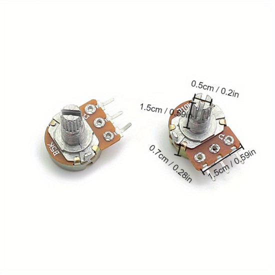 Rotary Potentiometer Set with B5K, 10K, 20K, 50K, and 100K Single Sensors Rotary Potentiometer Set with B5K, 10K, 20K, 50K, and 100K Single Sensors