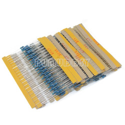 30 Kinds 1/4W Resistance 1% Metal Film Resistor Pack Assorted Kit 1K 10K 100K 220ohm 1M Resistors 300pcs 