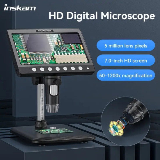 10-1200X Digital Microscope, Magnifier, 8 LED Illumination, Realistic Image Capture for Education and Research