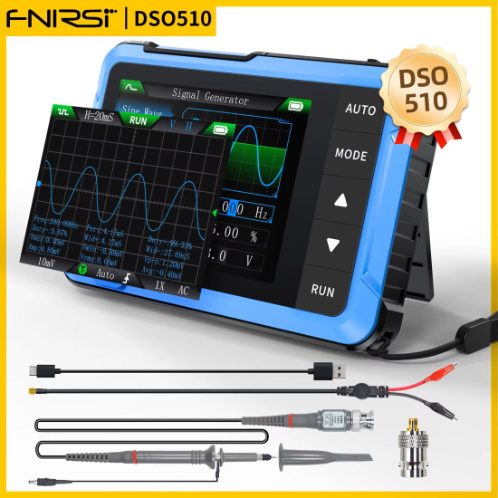 FNIRSI New DSO510 Mini Handheld Digital 2 IN 1 Oscilloscope Portable 48MS/s 10MHz Bandwidth Electronic Repair Tool FNIRSI New DSO510 Mini Handheld Digital 2 IN 1 Oscilloscope Portable 48MS/s 10MHz Bandwidth Electronic Repair Tool
