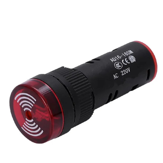 AD16 16SM 16MM  Panel Diameter 220V Flash Signal Light Red LED Active Buzzer Beep Alarm Indicator