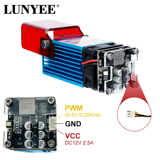 80W Laser Module With Air Assist 450nm Blue Laser Head TTL Module For CNC Laser Cutting Machine