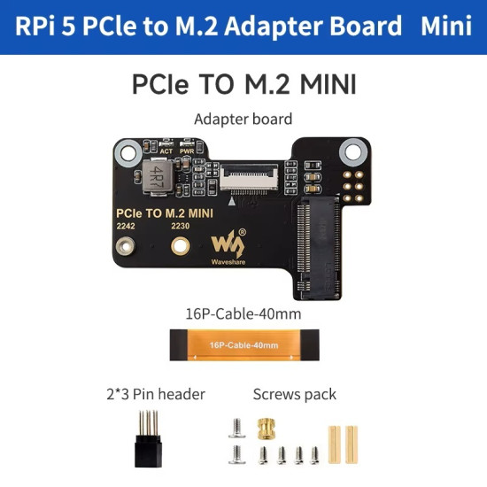 Raspberry Pi 5 PCIe to M.2 Mini Adapter supports NVMe M.2 SSD NVMe HAT Raspberry Pi 5 PCIe to M.2 Mini Adapter supports NVMe M.2 SSD NVMe HAT