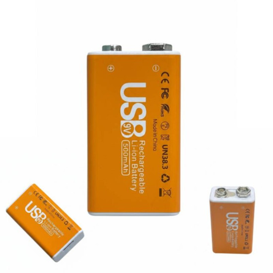 TYPE-C 9V 500mAh rechargeable battery